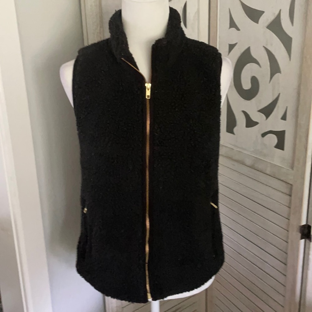 J.Crew Sherpa black vest size small